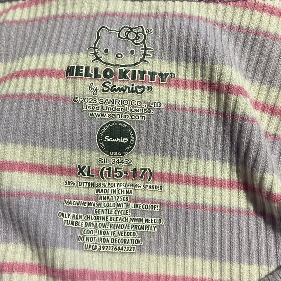 Hello Kitty Striped Kids Tank Top - Pink and White Size XL (15-17) - Picture 5 of 9